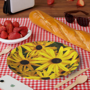 Yellow Black Eyed Susans Floral Papieren Bordje