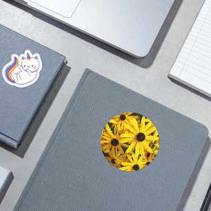 Yellow Black Eyed Susans Floral Ronde Sticker