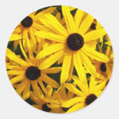 Yellow Black Eyed Susans Floral Ronde Sticker (Voorkant)