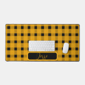 Yellow Black Gingham Pattern Bureaumat (Keyboard & Muis)