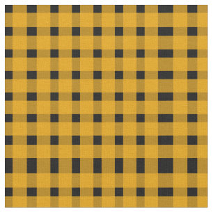 Yellow Black Gingham Pattern Stof