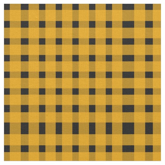 Yellow Black Gingham Pattern Stof (Close Up)