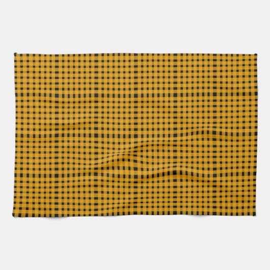 Yellow Black Gingham Pattern Theedoek (Horizontaal)