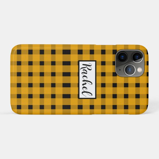 Yellow Black Gingham Persoonlijk Case-Mate iPhone Case (Achterkant (horizontaal))