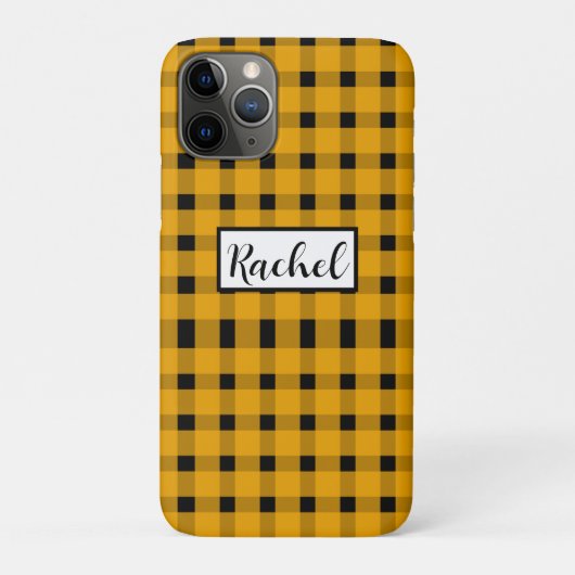 Yellow Black Gingham Persoonlijk Case-Mate iPhone Case (Achterkant)