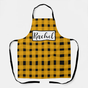 Yellow Black Gingham Persoonlijk Schort