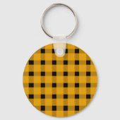 Yellow Black Gingham Persoonlijk Sleutelhanger (Achterkant)