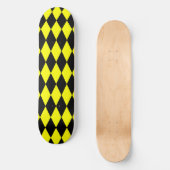 Yellow Black Harlequin Diamonds Checkers Design  Skateboard (Voorkant)