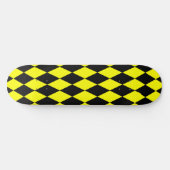 Yellow Black Harlequin Diamonds Checkers Design  Skateboard (Horizontaal)