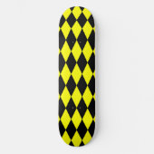 Yellow Black Harlequin Diamonds Checkers Design  Skateboard (Voorkant)