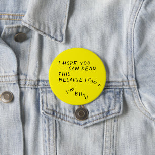 Yellow Black Joke Eye Doctor Button