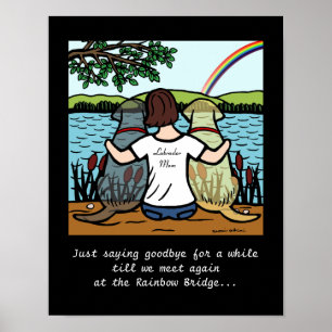 Yellow & Black Labrador Angels en mam Brunette Poster