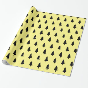 Yellow Black Minimalist PINE TREE CHRISTMAS CUSTOM Cadeaupapier