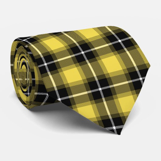 Yellow Black Pset Tartan Patroon Stropdas (Opgerold)