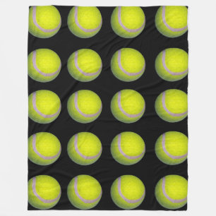 Yellow Black Tennis Ball Pattern; Fleece Deken
