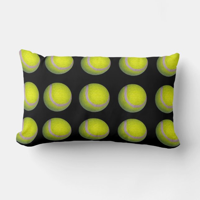 Yellow Black Tennis Ball Pattern; Kussen (Voorkant)