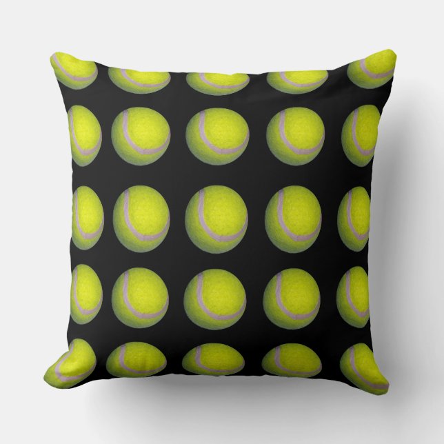 Yellow Black Tennis Ball Pattern; Kussen (Voorkant)