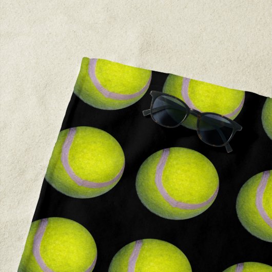 Yellow Black Tennis Ball Pattern; Strandlaken (In situ)