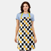 Yellow Black White Checkered Pattern Design  Schort (Gedragen)