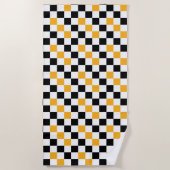 Yellow Black White Checkered Pattern Design  Strandlaken (Voorkant)