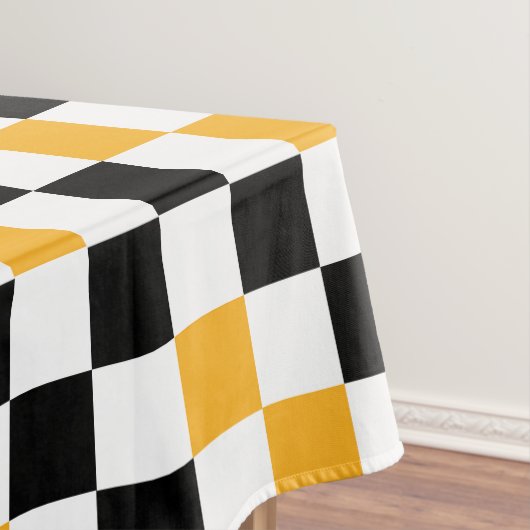 Yellow Black White Checkered Pattern Design  Tafelkleed (Voorbeeld)