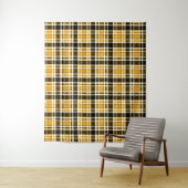 Yellow Black White Flannel Tartan Pattern Design  Wandkleed (In situ)
