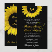 Yellow Black White Sunflower Weduwninguitnodiging Kaart (Voorkant / Achterkant)