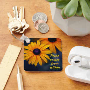 Yellow Blackeyed Susan Garden Flower Motivatie Sleutelhanger
