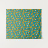 Yellow Blauwgroen Flowers Patroon Wandkleed (Voorkant (horizontaal))