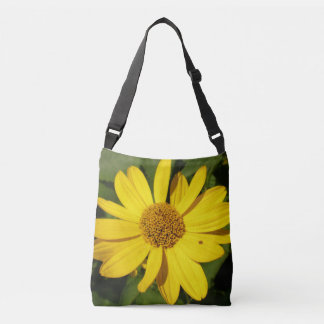 Yellow blossom with green leaves crossbody tas
