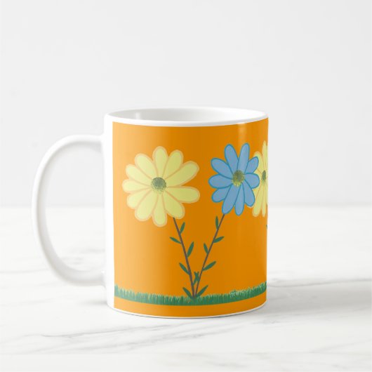 Yellow & Blue Daisy Flowers Custom Mugs (Gauche)