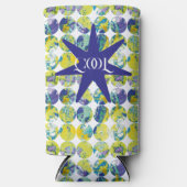 Yellow Blue Grunge Texture Circle Pattern Art. (Voorkant)