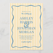 Yellow & Blue Striped Wedding Kaart (Voorkant)