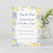 Yellow Blue Watercolor Save the Date (Debout devant)