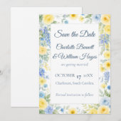 Yellow Blue Watercolor Save the Date (Devant / Derrière)