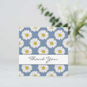 Yellow Blue White Daisy Pattern Bedankkaart (Staand voorkant)