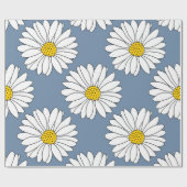 Yellow Blue White Daisy Pattern Cadeaupapier (Vlak)