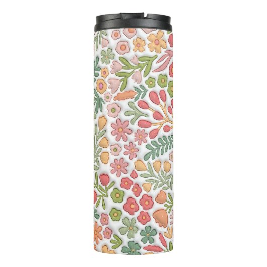 Yellow Boho Floral 3D Mama Thermosbeker (Achterkant)