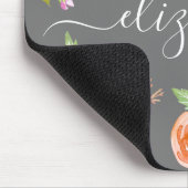 Yellow boho floral waterverf grijs monogram script muismat (Hoek)