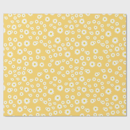 Yellow Boho Spring Daisies Pattern Cadeaupapier (Vlak)