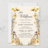 Yellow Boho Wildflower Floral QR Code Baby shower Kaart (Voorkant)