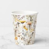 Yellow Boho Wildflower Papieren Bekers (Achterkant)