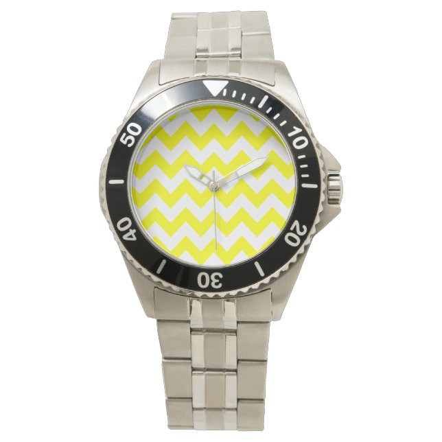 Yellow Bold Chevron Horloge (Voorkant)