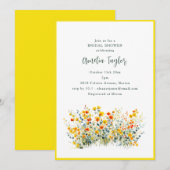 Yellow Border Wildflower Spring Bridal Shower Kaart (Voorkant / Achterkant)