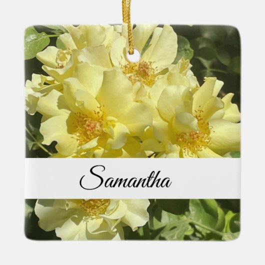 Yellow Botanical Flowers Keramisch Ornament (Voorkant)