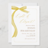 Yellow Bow Eighth Birthday Invitation (Devant)