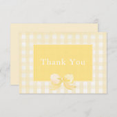 Yellow Bow Gingham Dank je wel Bedankkaart (Voorkant / Achterkant)
