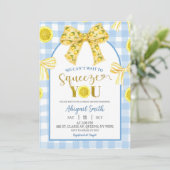 Yellow Bow Lemon Baby Shower Invitation (Debout devant)
