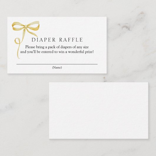 Yellow Bow Luier Raffle Baby shower Informatiekaartje (Voorkant / Achterkant)