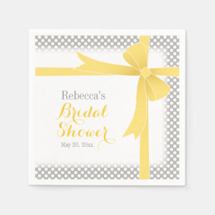 Yellow Bow & White Stippen Vrijgezellenfeest Servet